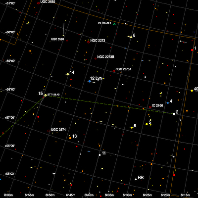 Finder chart for the double star 12 Lyn in Lynx