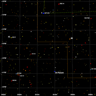 Finder chart for the double star 34 Piscium in Pisces