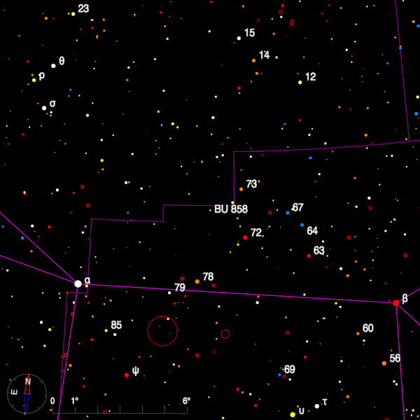 Image of a finder chart for the double star BU 858 in Pegasus