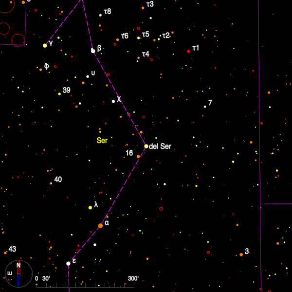 Image of a finder chart for the double star delta Serpentis in Serpens