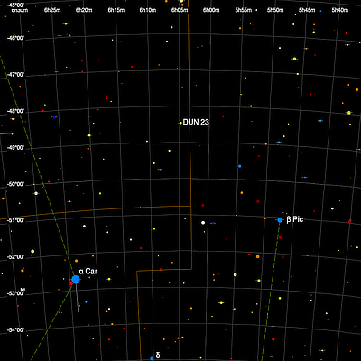 Finder chart for the double star DUN 23 in Puppis