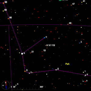 Thumbnail image of a finder chart for the double star H VI 119 in Piscis Austrinus Thumbnail image of a finder chart for the double star H VI 119 in Piscis Austrinus