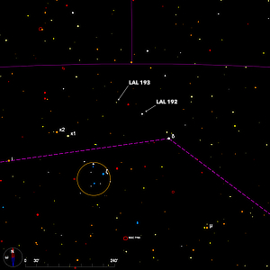 Tiny finder chart for the double star LAL 192 in Sculptor