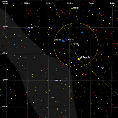 Finder chart for the double star &pi; Puppis in Puppis