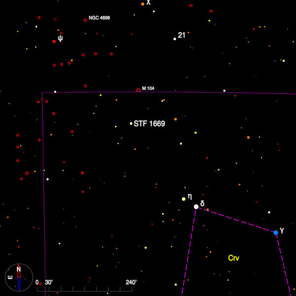 Image of a finder chart for the double star STF 1669 in Corvus