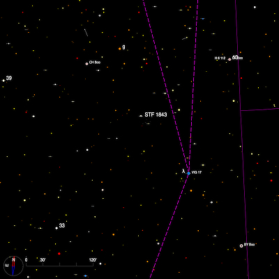 Finder chart for the double star STF 1843 in Boötes Finder chart for the double star STF 1843 in Boötes