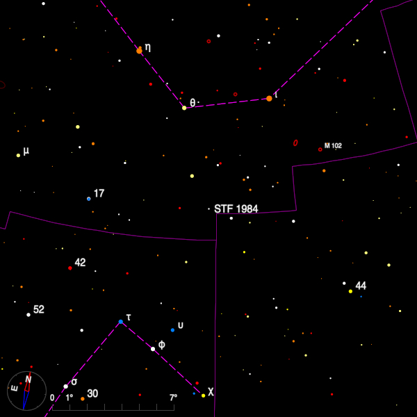 Finder chart for the double star STF 1984 in Draco