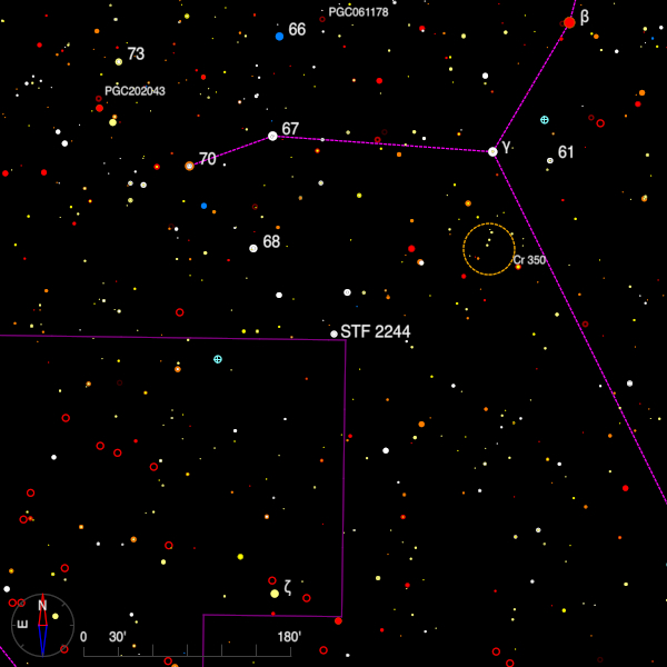 Image of a finder chart for the double star STF 2244 in Ophiuchus