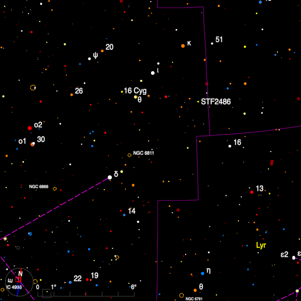 Image of a finder chart for the double star STF 2486