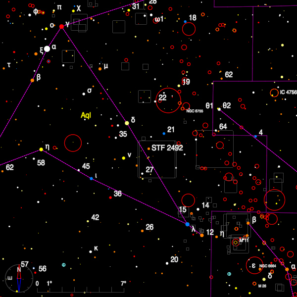 Image of a finder chart for the double star STF 2492 in Aquila