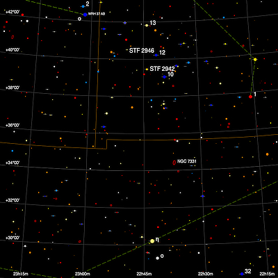 A finder chart for the double star STF 2942 in Lacerta