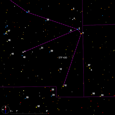 Finder chart for the double star STF 430 in Taurus