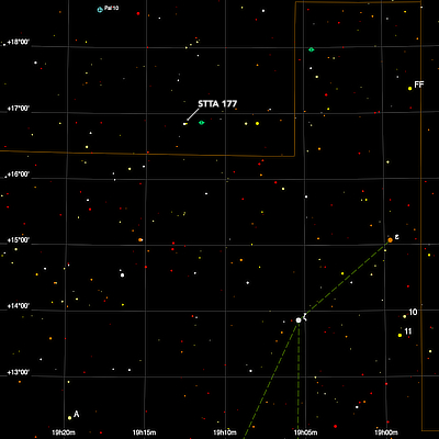 Finder chart for the double star STTA 177 in Sagitta Finder chart for the double star STTA 177 in Sagitta