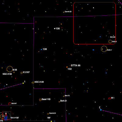 Finder chart for the double star STTA 66 in Taurus