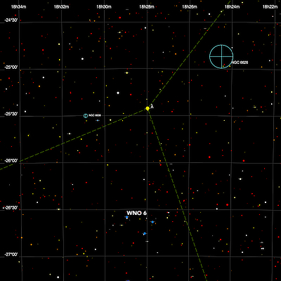 Finder chart for the double star WNO 6 in Sagittarius