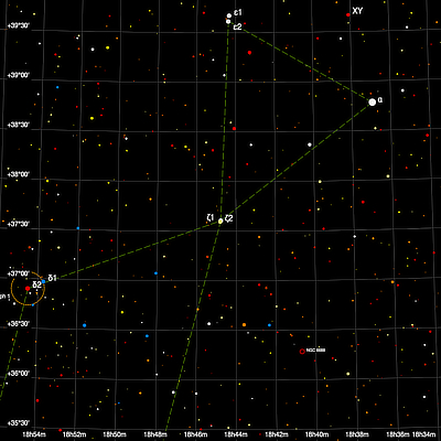 Finder chart for the double star zeta Lyrae in Lyra