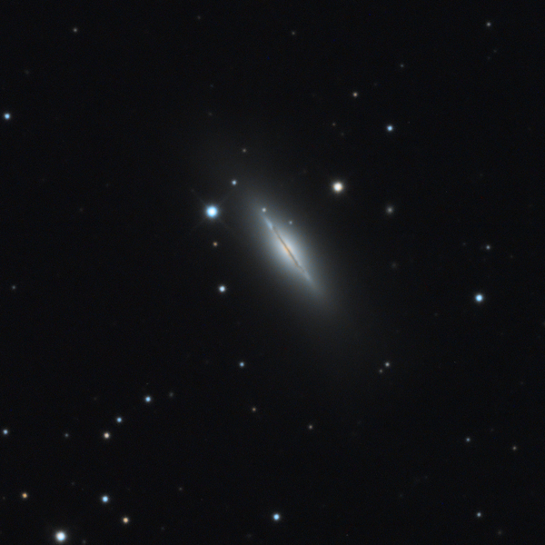 Cropped image of Messier 102 (NGC 5866) courtesy of David Davies