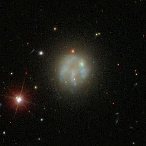 An image of galaxy NGC 2537 in Lynx provided by the Sloan Digital Sky Survey (SDSS)