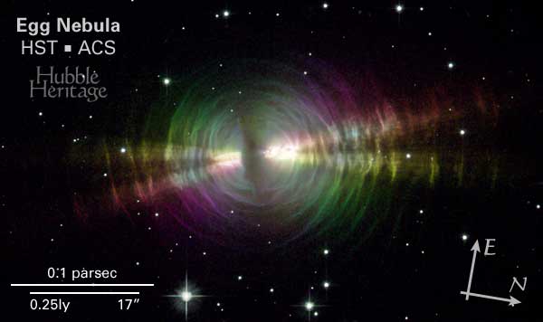 CRL 2688 (Egg Nebula) in Cygnus - Credit NASA and The Hubble Heritage Team (STScI/AURA); Acknowledgment: W. Sparks (STScI) and R. Sahai (JPL)