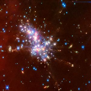 An image of an open cluster at the heart of the Digel Cloud 2S in Cassiopeia by the JWST courtesy of NASA, ESA, CSA, STScI, Michael Ressler (NASA-JPL)