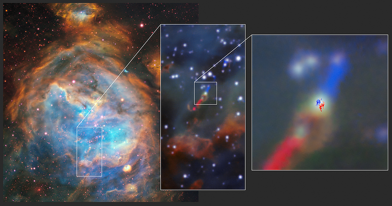 Herbig-Haro 1177 in Mensa courtesy of ESO/ALMA (ESO/NAOJ/NRAO)/A. McLeod et al.