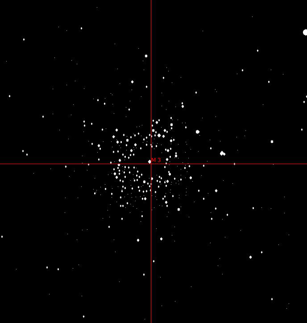 Plot of the brightest stars in Messier 3 with Guide 9 software