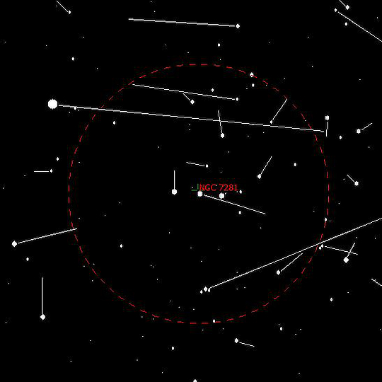 Proper motion vectors for NGC 7281 plotted with Guide 9 software